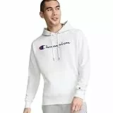 Champion Herren Kapuzenpullover Graphic Powerblend Fleece Pullover Hood, Weiß, S