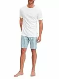 CALIDA Relax Streamline Kurz-Pyjama, Schlafanzug Herren, aus 100% Baumwolle Weiss 52-54