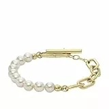 Fossil Heritage Damen Edelstahlarmband mit Karabiner oder Knebelverschluss, Blasses Gold