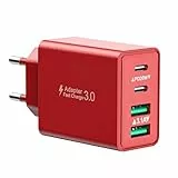 USB C Ladegerät, 40W 4-Ports USBC Stecker Mehrfach Schnellladegerät USB Ladestecker mit PD Adapter+QC Ladegerät für iPhone 17 16 15 14 13 Pro Max Plus 12 11, iPad, Samsung, Handys Fast Charger
