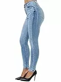 Tazzio Damen High Waist Skinny Jeans – Stretch Denim Hose im Slim Fit, Figurformende Damenjeans mit 5-Pocket Style, Hellblau F107 (Größe 40)