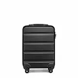 KONO Handgepäck Koffer Kabinentrolley M Leichter Reisekoffer aus Hartschale Rollkoffer mit TSA Schloss und 360° Spinner Räder, 55x38x20cm, 33Liter (Schwarz)