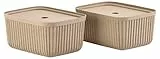 Zone Denmark Pulp Aufbewahrungsboxen mit Deckel – Boxen Aufbewahrung – Stabile Kisten aus 100% Recyclingmaterialien – 2 Stück – 32 x 23 x 15 cm – Natural Brown