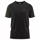 FORSBERG Thyrison T-Shirt Rundhals mit Brustlogo Bär mit Polygon Design hochwertig robust hellgrau Melange für Herren, Farbe:schwarz/Bronze, Größe:L