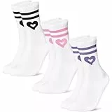 Niofind Tennissocken Damen 39-42 35-38, 3 Paar Hohe Sportsocken mit Herz Motiv, Bequeme Baumwolle Laufsocken für Damen, Weihnachten Geschenk für Frauen Mädchen Freundin Ehefrau Schwester Tochter Paare