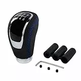 Possbay Universal Schaltknauf Manueller Schaltknauf Auto Schalthebel Stick Auto Shifter Adapter mit 3 Adaptern 8mm 10mm 12mm für Autos Aluminiumlegierung Leder (schwarz und blau)