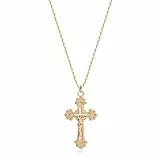 Jenosy Gold Kreuzkette Damen - Personalisierte Kette mit Kreuz Anhänger, Hypoallergene 18K Vergoldete Kette, Modeschmuck für Frauen und Mädchen