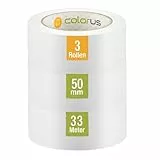 Colorus 3 x PVC-Schutzband PLUS | Putzband 50 mm x 33 m weiß gerillt | Putzerband Abdeckband leicht abreißbar | Klebeband für Innen und Außen | 14 Tage UV-Beständigkeit | Abklebeband Putz