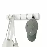 Umbra Flip 5 Garderobenhaken – Moderne, Schlichte und Platzsparende Garderobenleiste mit 5 Beweglichen Haken für Jacken, Mäntel, Schals, Handtaschen und Mehr, Weiss