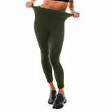 Leafigure Leggings Damen High Waist - Leggins Blickdicht Armeegrün für Sport Gym Yoga L-XL