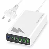 LAMJAD USB C Ladegerät Mehrfach,160W GaN USB C Netzteil [3 USB-C + 3 USB-A],6 Ports Schnellladegerät Charger Kompatibel mit MacBook Pro/Air,iPad Pro/Air,iPhone/Samsung/Google/Xiaomi/Huawei (Weiss)