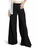 SAFORT Damen Einfarbig Wide Leg Elegante Hose mit Taschen Palazzo Hose Elastisch Weite Hose Lässig Causal Büro, 71cm, Schwarz, M
