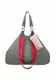 Fritzi Izzy Canvas Olive Shopper Baumwollmix Damen Handtasche Festival City Beach vegan abnehmbares Brillenetui 36 x 50 x 16 cm, Grün