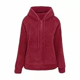 Generisch Teddy Fleecejacke Damen Weiche - Kuscheljacke Damen Flauschig Teddy Fleece Jacke Schwarz Outdoorjacke Strickfleecejacke Mit Kapuze Teddyfell Teddyfell mit Reißverschluss