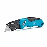 OX Tools Pro Klappmesser mit fester Klinge, robust, mit einfachem Klingenwechsel, schnell zusammenklappbar, robust, leicht, inkl. 3 Ersatzklingen