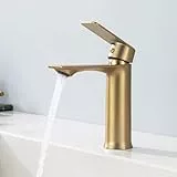 HOMELODY Wasserhahn Bad Waschtischarmatur Gold – Einhebel Mischbatterie Waschbecken Armatur Badezimmer mit Abnehmbar Bubbler, für moderne & luxuriöse Bäder Armaturen
