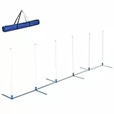 PawHut Agility Set Hunde 6-teiliges Agility-Ausrüstung für Hundetraining klappbar Steckhürdenset mit 6 Slalomstangen Tragetasche Trainingszubehör Koordinationstraining Agilityset für Spiele Training