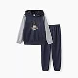 PATPAT Boys Bekleidungssets für Jungen Splice + Print, Hosen & Tops & Kapuzenpullover Kinder Jungen, Kinder Kleidung, Boys Outfits, Kinder Hose, Frühjahr & Herbst Geschenke 8-9 Jahre 128-134 cm