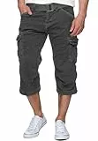 Indicode Herren Nicolas Check 3/4 Cargo-Shorts inkl. Gürtel | Herrenshorts aus Baumwolle Raven, L