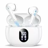 ZZU Bluetooth Kopfhörer, Kopfhörer Kabellos Bluetooth 5.4,2026 in Ear Kopfhörer mit 4 ENC Noise Cancelling Mic, LED Anzeige & 48 Std Spielzeit, HiFi Tiefer Bass, Wasserdicht Sports Earbuds Weiß