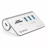 ORICO USB C Hub, USB 3.2 GEN 1 Hub mit TF/SD Kartenleser, 3 USB A Ports, 5 Gbps USB Verteiler, 0.5M USB C Kabel, USB Splitter mit Typ C Netzteil Port 5V/2A für iMac, MacBook, MacBook Pro