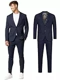 JEFF Herren JFEzra Set Anzug 2-teilig Sakko Hose Bundle | elastischer Herrenanzug Regular Fit für Männer Dark Navy, 46