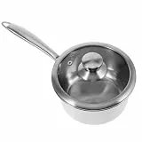 Cabilock Milchtopf Edelstahl 18cm mit Glasdeckel Kleiner Suppentopf Induktion Topf mit Hitzebeständigem Griff für Vielseitiges Kochen