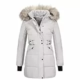 Elara Damen Steppjacke Winterjacke Kunstfellkragen Grau Chunkyrayan EL-JA02 Grey-40 (L)