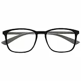 OPULIZE Max Lesebrille - Klassische große rechteckige Fassung - Brille in Mattschwarz mit grauen Bügeln - Herren Damen Unisex - R78-1 - +2,00