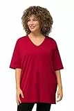 Ulla Popken Damen große Größen Übergrößen Plus Size T-Shirt, V-Ausschnitt, Relaxed, Halbarm mohn 50+ 515283575-50+