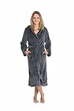 ZOLLNER Bademantel für Damen und Herren, Größe XL, Mikrofaser, graphit grau