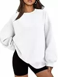EFAN Damen-Sweatshirt, übergroß, Fleece, Rundhalsausschnitt, lässiges Oberteil, bequem, Herbst, modische Outfits, Winterkleidung 2024, Weiss/opulenter Garten, S