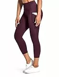 Desol Sport Leggings Damen Tasche Capri 3/4 High Waist Elastische Blickdicht Übergröße Sport Leggins mit Seitentaschen für Yoga Freizeit