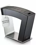 RÖSLE Messerblock MoveX Schwarz, Hochwertiger Design Messerblock unbestückt aus Edelstahl und Eschenholz, sichtbare Klingen, zwei Standpositionen, Messerblöcke für sichere und stilvolle Messerhalter