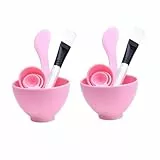 CALLARON 2 Sätze Teiliges DIY Gesichtsmasken Schälchen mit Nylon Pinseln und Messwerkzeug Praktische Kosmetik Rührschüsseln für Gesichtsmaske Anwendung Wiederverwendbar Zufällige Farbe