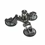 Mantona Saugnapfhalterung 3-Bein Grösse L (für GoPro Hero 11 10 9 8 7 6 5 4 3+, Session und andere kompatible Action Cams, inkl. hochwertigem Aluminium Kugelkopf, 3 Saugnäpfe)