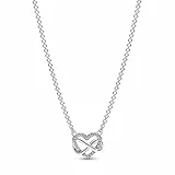 PANDORA Moments Funkelnde Unendlichkeits-Herz Collier-Halskette aus Sterling Silber mit Zirkonia Steinen, Größe 50cm, 392666C01-50