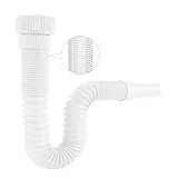 Hibbent Flexibler Ablaufschlauch mit Verstärkter Stahldraht & Adapter, Passend für G1 1/4' (40.4mm) & G1 1/2'(46.3mm) x 32mm Abläufe, Geruchsverschluss Siphon für Küche & Bad, Weiß