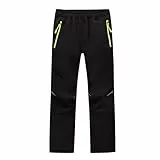 MEILONGER Jungen Mädchen Schneehose Skihose Wanderhose Wasserdicht Softshellhose Outdoorhose Winddicht Warm Snowboardhose Kinder Winter Trekkinghose (Schwarz 170-176)