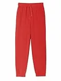 Haloumoning Trainingshose Jungen Regular Fit Kinder Leichte Jogginghose Einfarbig Sporthose Casual Freizeit Hosen mit Elastischem Bund und Taschen, Rot,13-14 Jahre