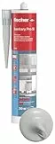 fischer Premium-Sanitärsilikon, Silikon zum Abdichten & Verfugen im Sanitär- und Küchenbereich, Kartusche für zahlreiche Anwendungen und Baustoffe, Langzeitschutz vor Schimmel, 310 ml, fugengrau