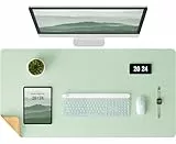 Aothia Kork-Schreibtischunterlage, beidseitige Schreibunterlage mit Naturkork & PU-Leder, Mausunterlage/Tischschutz,Leicht zu reinigen, wasserdicht für Büro/Haus/Deko (Aqu,90x40cm)