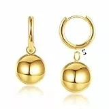 Gold Ohrringe für Damen, Hypoallergen Hängende Ohrringe baumelnde Kugel Creolen Ohrring leicht Huggie Creolen Ohrring Schmuck Geschenke für Hochzeit Party