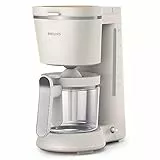 PHILIPS Filterkaffeemaschine Eco Conscious Edition - 1.2-Liter-Glaskanne, bis zu 15 Tassen, hergestellt aus Altspeiseöl, seidenweiß-matt (HD5120/00)