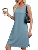 Actcat Damen Kleid mit V-Ausschnitt - Sommerkleid Kurz Ärmellos und Luftig Schickes Kleid für Freizeit
