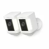 Ring Spotlight Cam Plus Wired von Amazon | 1080p-HD-Video, Gegensprechfunktion, Nachtsicht in Farbe, LED-Spotlights, Sirene, festverdrahtete Installation | 2 Kameras