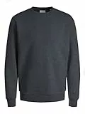 JACK & JONES Herren JJEBRADLEY Sweat Crew Langarm Sweater, Dark Grey Melange, L