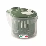 Snips Wash&Dry Salatschleuder, 3 Liter, 0% BPA Kunstoff, Transparent mit grünem Deckel - Made in Italy