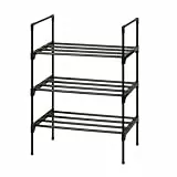 Ywinler Schuhregale mit 3 Ebenen, Metall-Schuhaufbewahrung, Organizer, kleines schmales Schuhregal, stapelbar, für Flur, Eingang, Wohnzimmer, 43 × 25 × 65 cm, Schwarz
