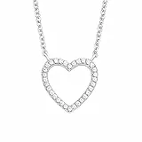 s.Oliver SO PURE Kette mit Herz Anhänger für Damen, Zirkonia und 925 Sterling Silber, Rhodiniert